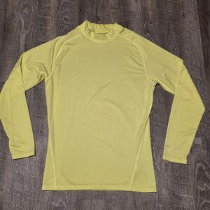 Layer 8 T Shirt High Vis Yellow Compression Mock Neck Long Sleeve Qwick-Dry MED